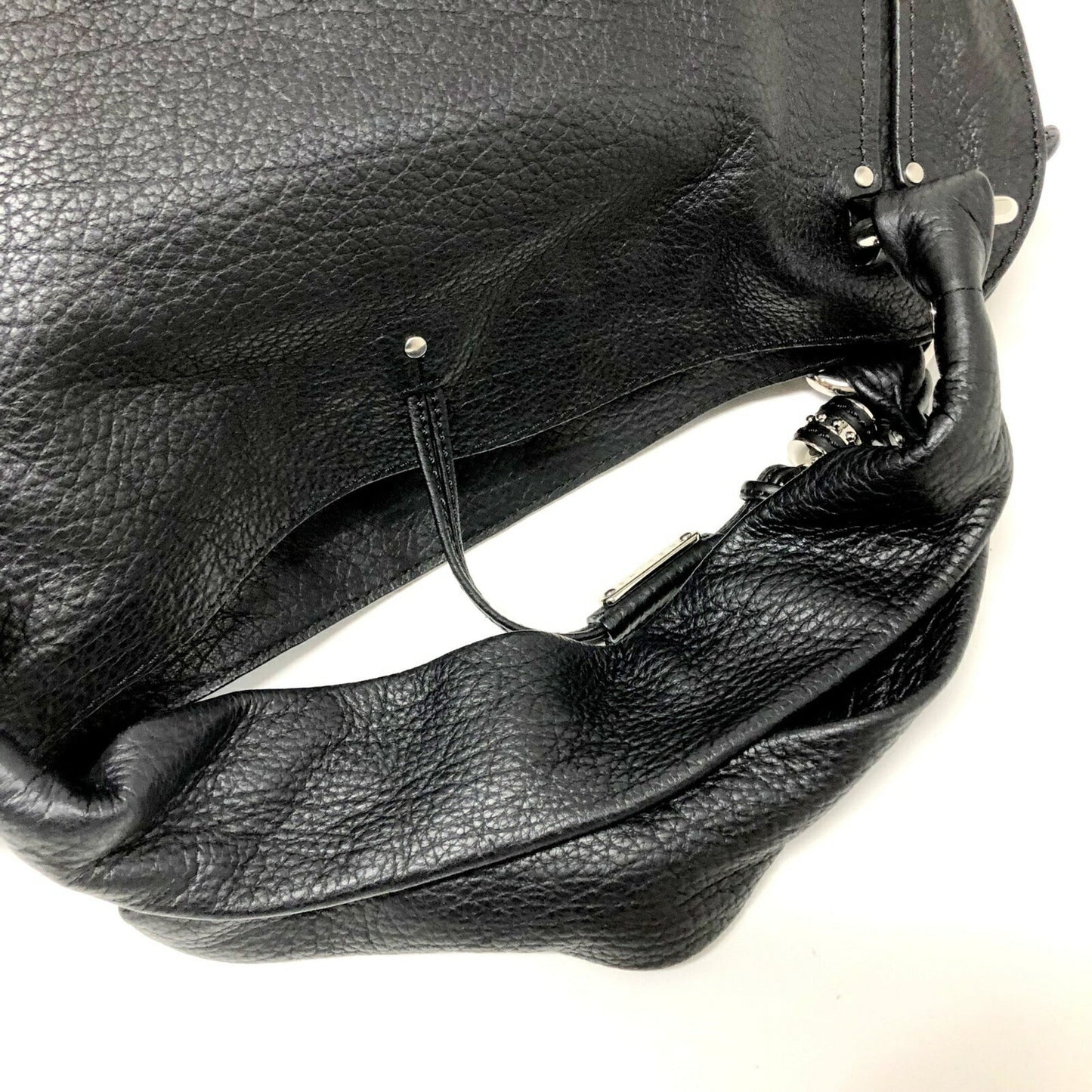 Celine Shoulder Bag Bitter Sweet Leather Black Silver Metal Fittings Women's