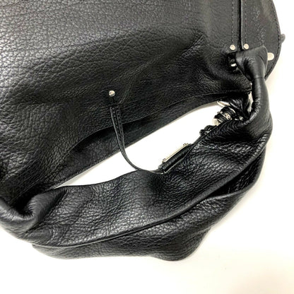 Celine Shoulder Bag Bitter Sweet Leather Black Silver Metal Fittings Women's