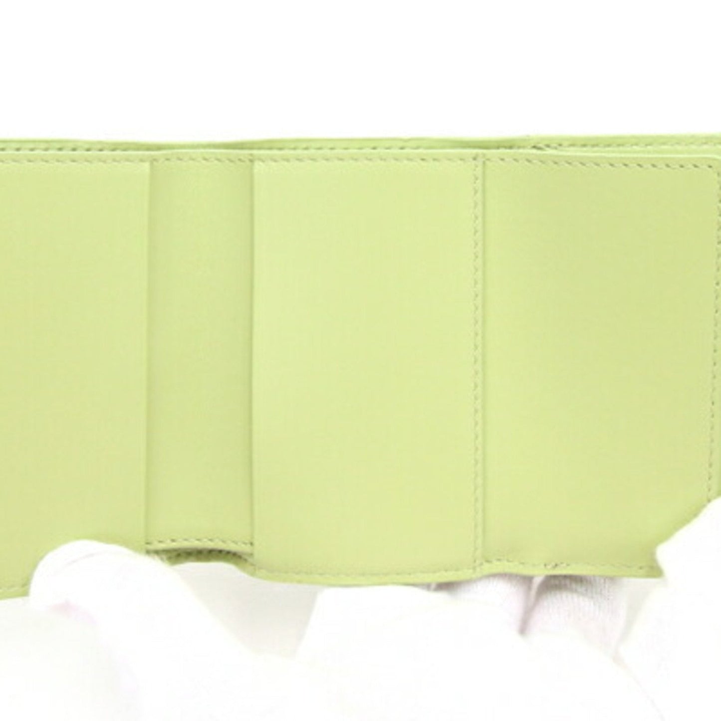 Celine Trifold Wallet Triomphe Embossed Fold 10E603BFU Light Green Leather Women's