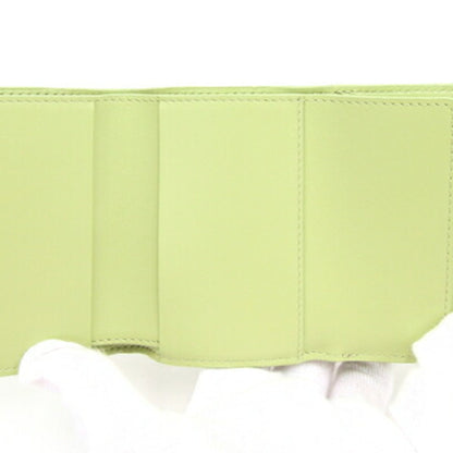 Celine Trifold Wallet Triomphe Embossed Fold 10E603BFU Light Green Leather Women's