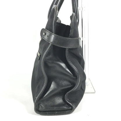 Gucci Black Nylon Leather Handbag Tote Bag