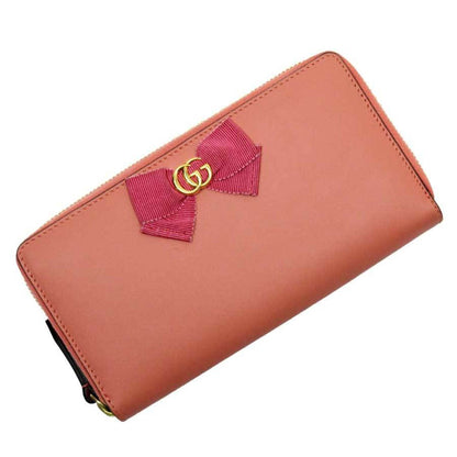 Gucci round wallet double G pink gold leather 435819