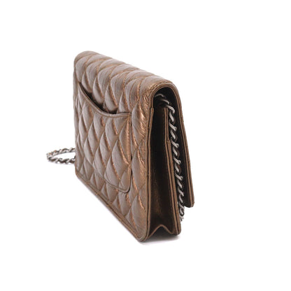Chanel 2.55 Chain Wallet Long Leather Bronze Vintage Silver Hardware