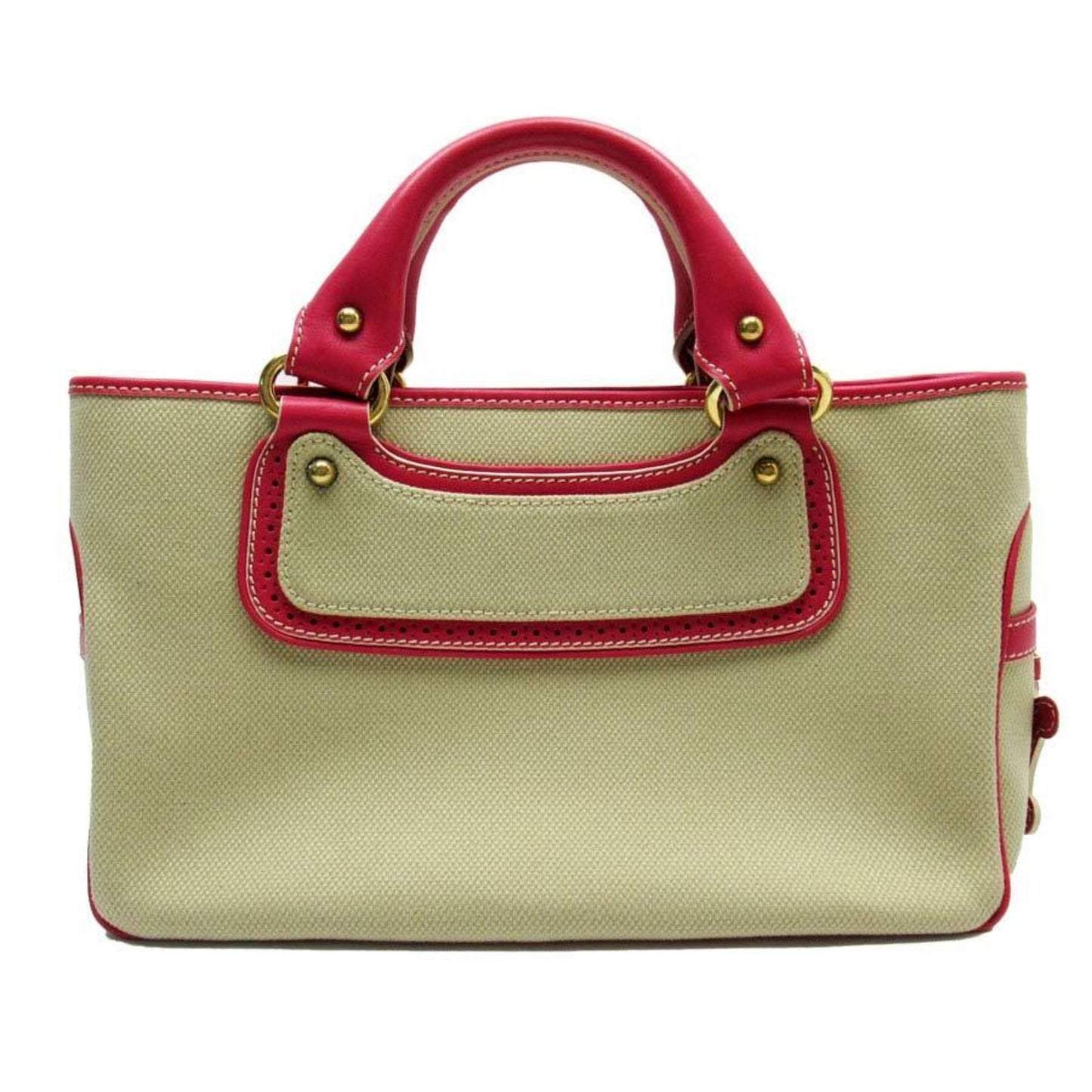 Celine handbag boogie bag beige pink canvas leather