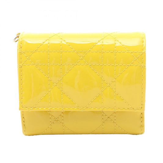 Christian Dior Yellow Patent Leather Wallet (Tri-Fold) ()