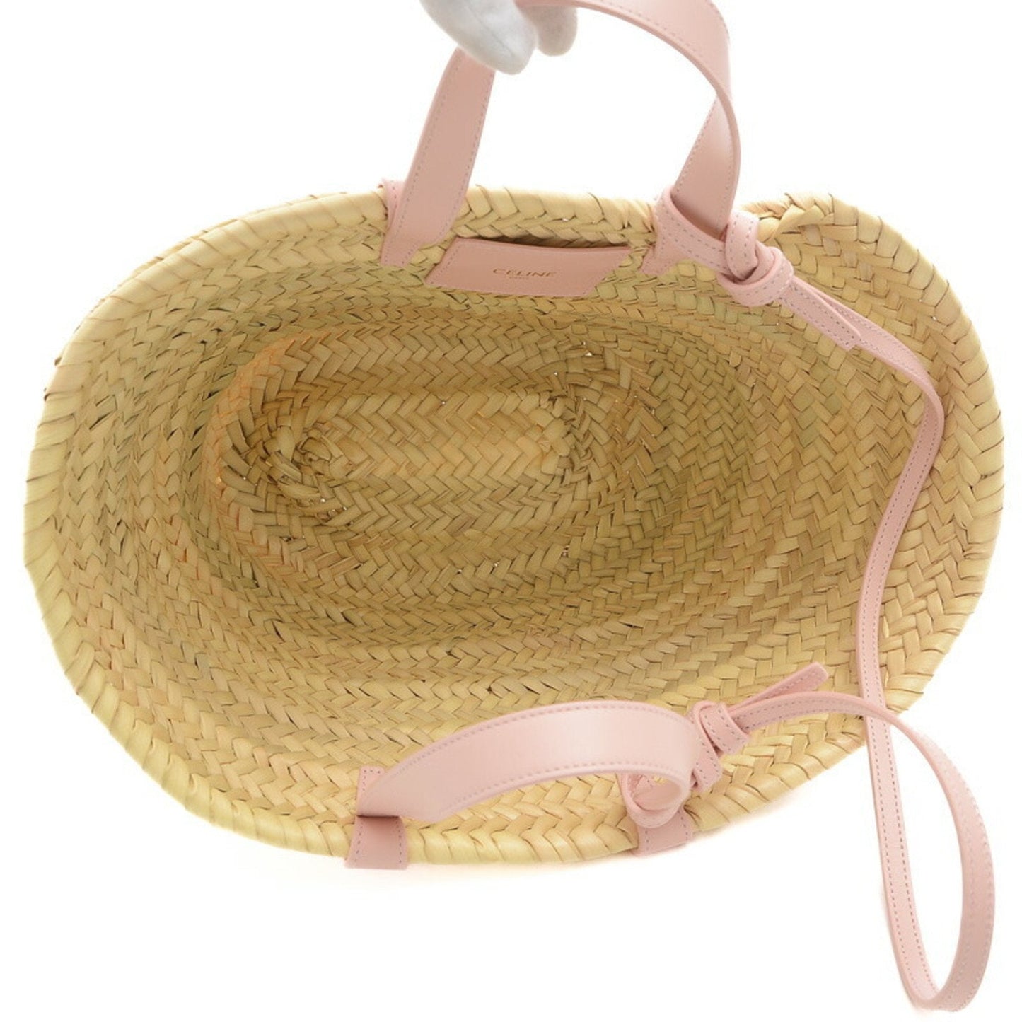 Celine Teen Triomphe Classic Pannier Basket Bag Raffia Pink 194002