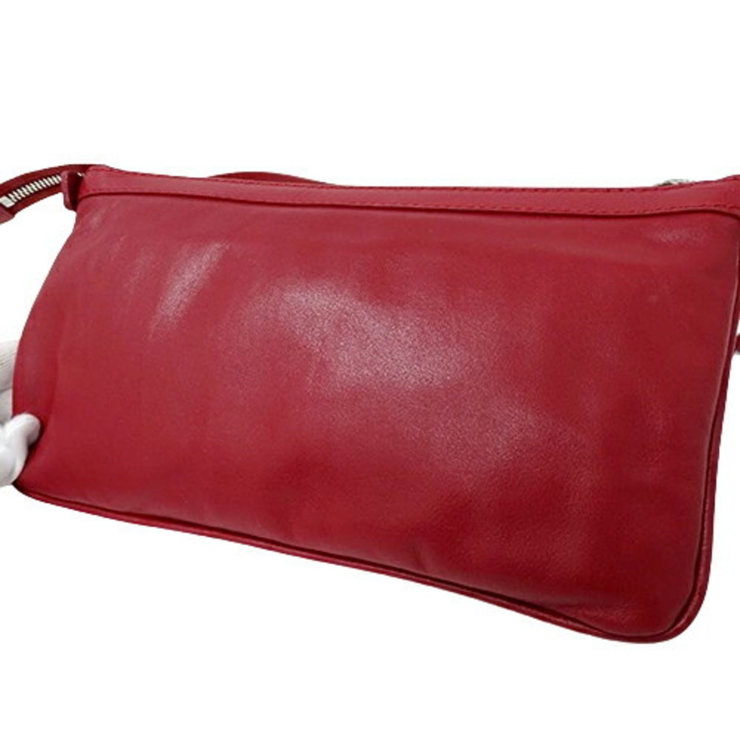 Celine bag ladies handbag hand pouch leather red micro