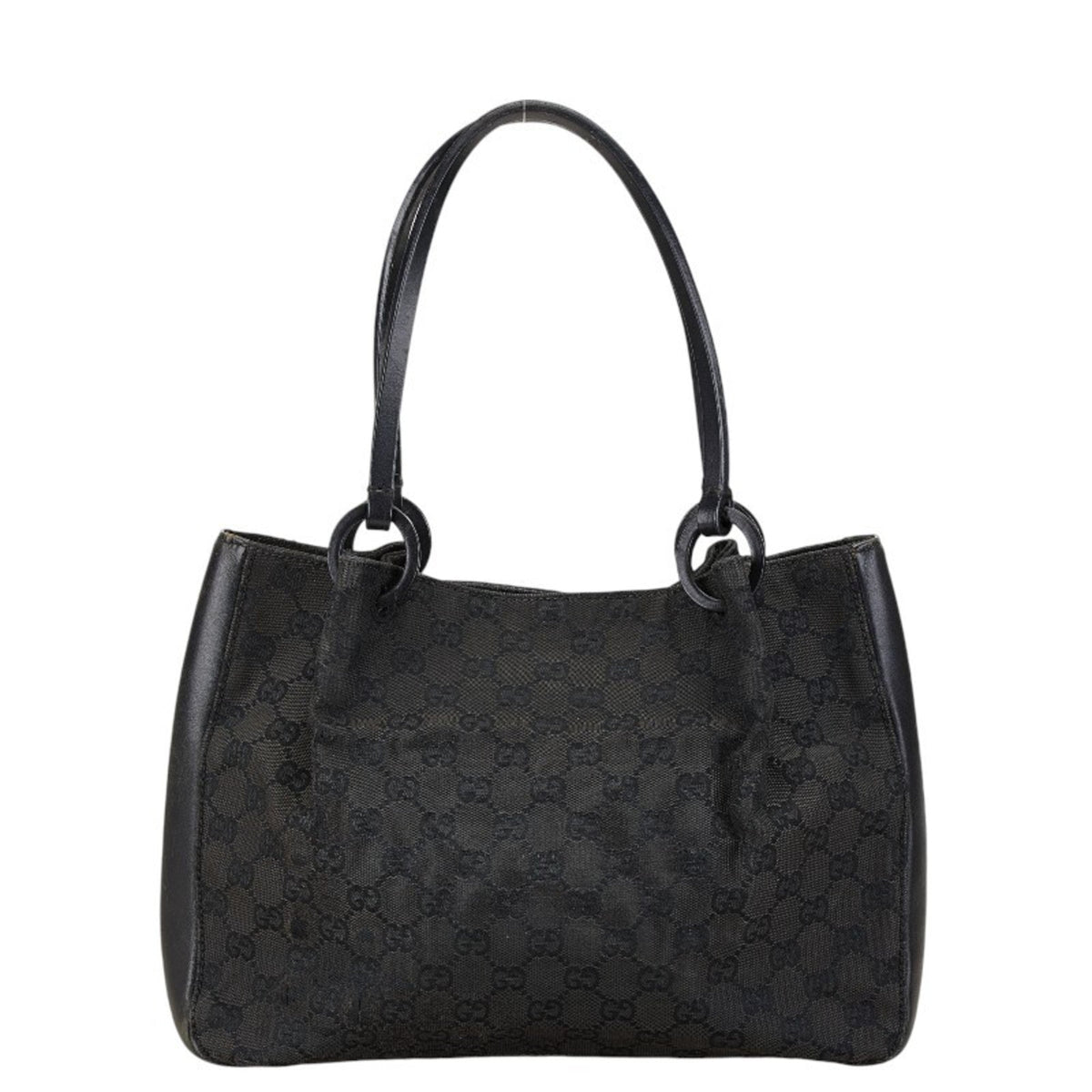 Gucci Black Canvas Leather Pouch Shoulder Bag Tote Bag