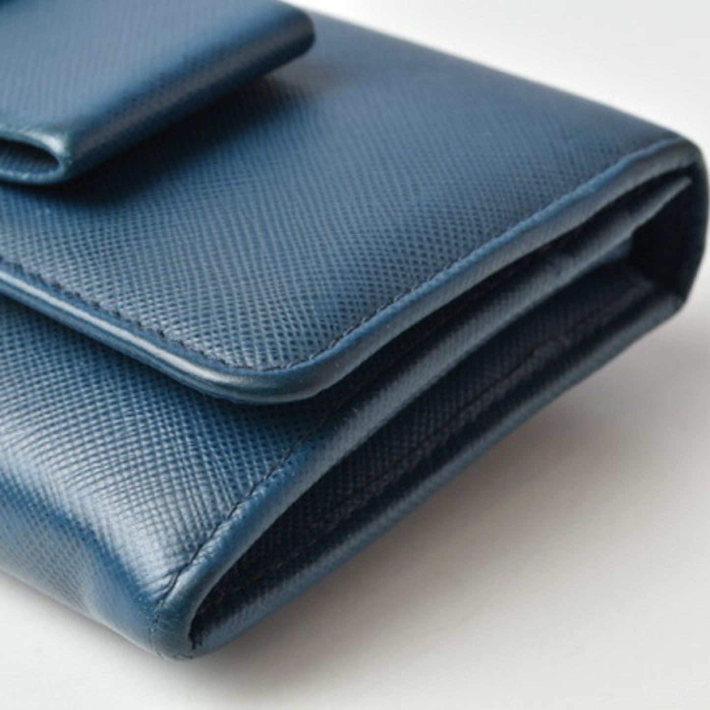 Prada wallet Prada long 1MH132 BLUETTE blue SAFFIANO FIOCCO embossed leather