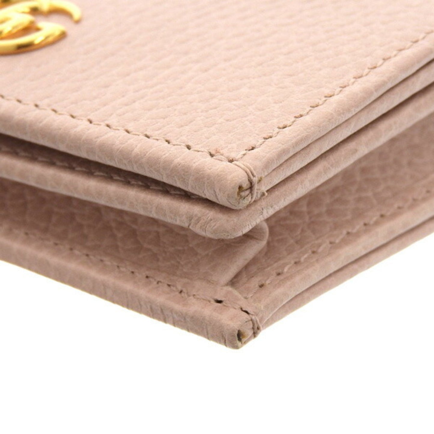 GUCCI GG Marmont Leather Bifold Wallet 456126 Pink Women's