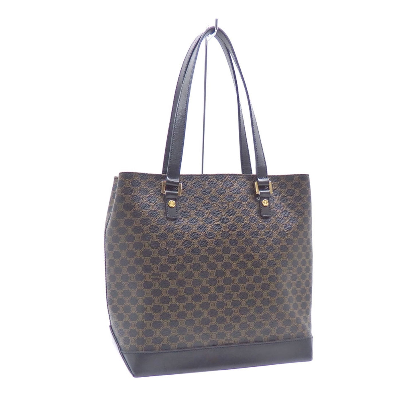 Celine Handbag Macadam Women's Black Brown PVC Leather