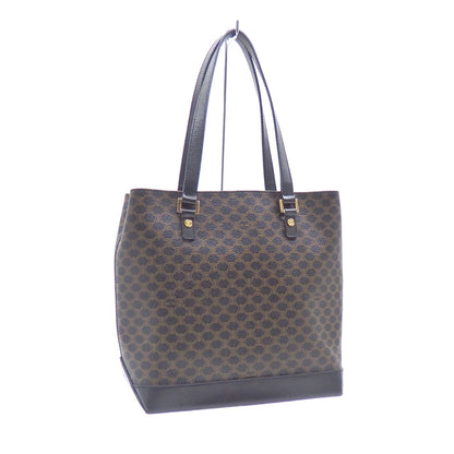 Celine Handbag Macadam Women's Black Brown PVC Leather