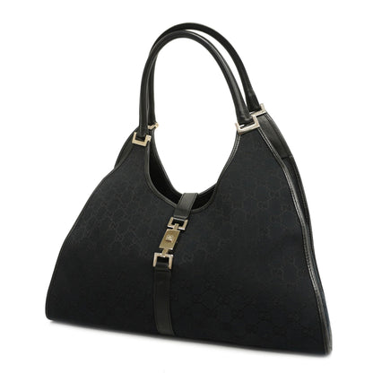 GUCCI  Jackie 124407 Women's GG Canvas,Leather Handbag Black
