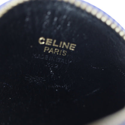 Celine coin case leather purple navy gold metal fittings circle logo purse