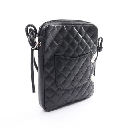 CHANEL Cambon Line Shoulder Bag Leather Women's Black White A25178