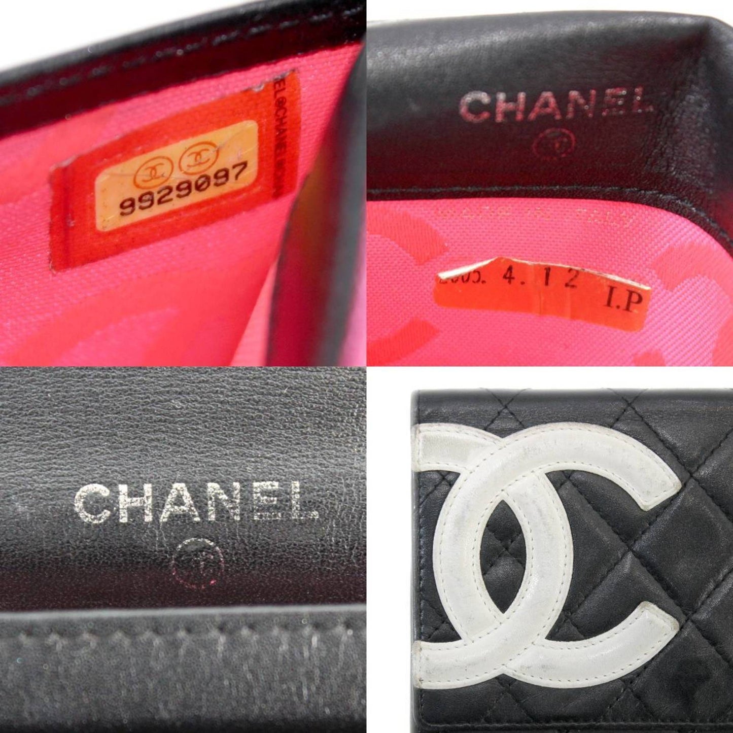 CHANEL Bi-Fold Wallet Cambon Black / White Pink 9929097