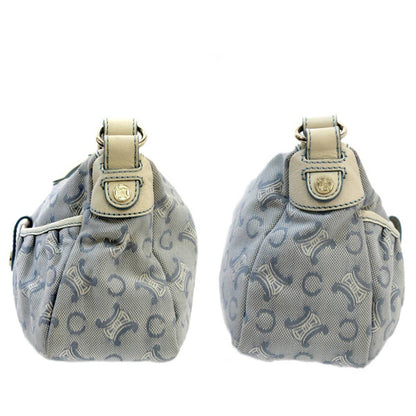 Celine Canvas Shoulder Bag Jaguar Leather Blue, White C Blason