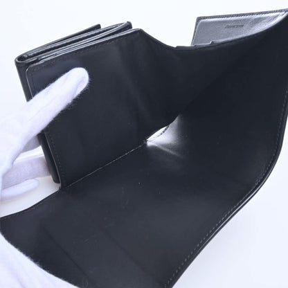 Celine Leather Triomphe Trifold Wallet Black Ladies
