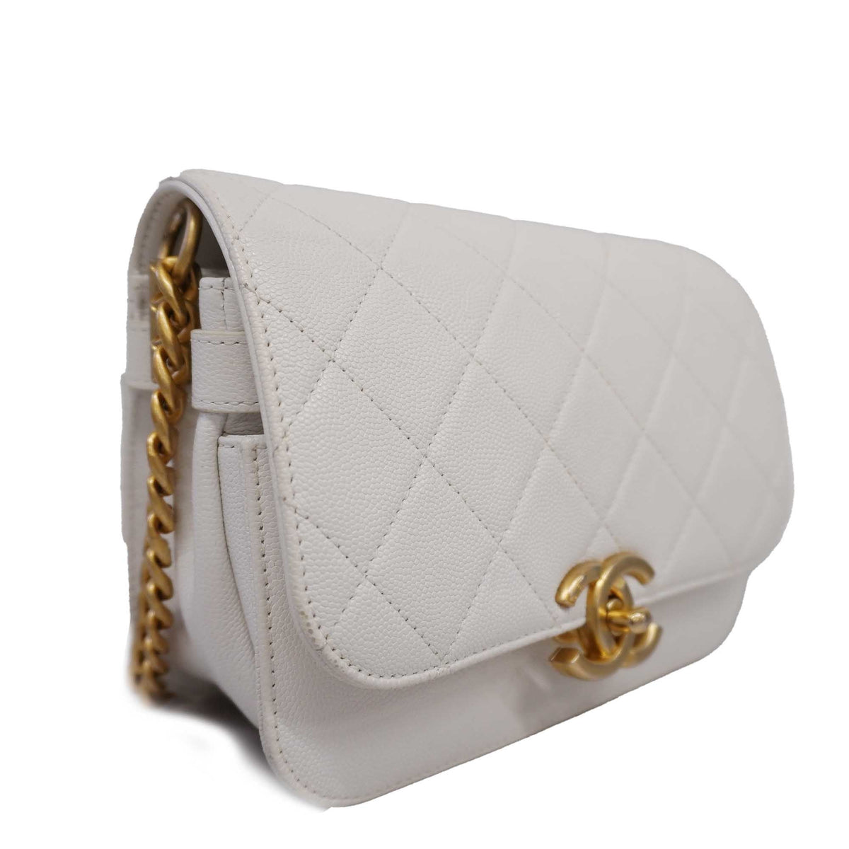CHANEL   Matelasse Chain Shoulder Women's Leather Shoulder Bag White