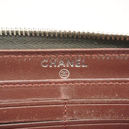 ChanelAuth  Matelasse Long Wallet Silver Metal Fittings Women's Lambskin Black