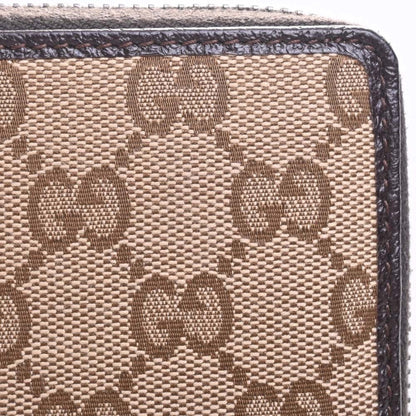 GUCCI GG Canvas Round Long Wallet 307980 Beige Brown Women's