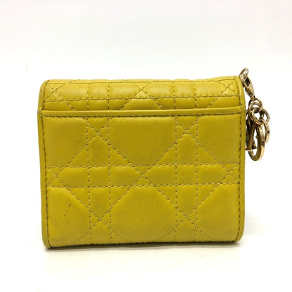 Christian Dior Lady Dior Yellow Leather Wallet (Tri-Fold) ()