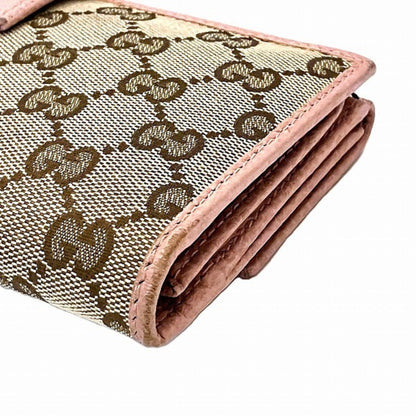 Gucci Brown Pink Gg Canvas Leather Coin Purse/Coin Case
