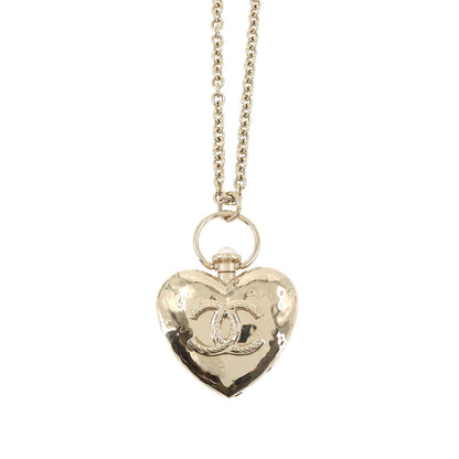 Chanel Heart Coco Mark Locket Long Necklace Gold B22C Accessories