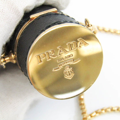 Prada Leather Metal Lipstick Case Black,Gold