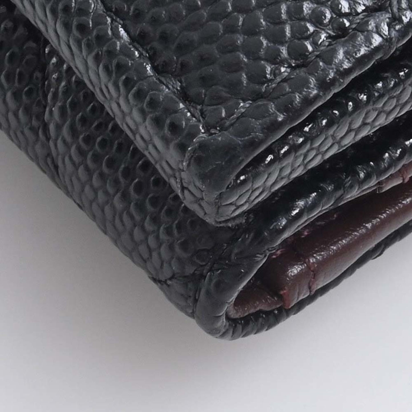 CHANEL Caviar Skin Matelasse Coco Mark Trifold Wallet Black Ladies