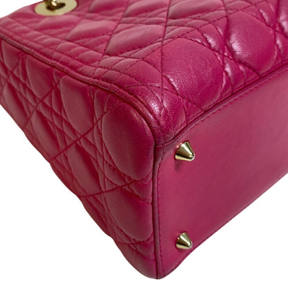 Christian Dior Lady Dior Pink Leather Handbag ()