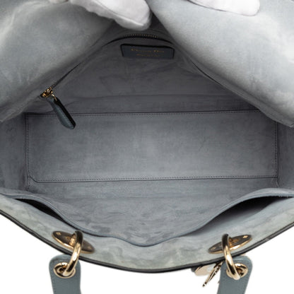 Christian Dior Lady Dior Gray Leather Handbag Shoulder Bag ()