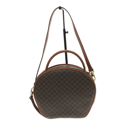 Celine Handbag Macadam Brown Leather PVC Ladies