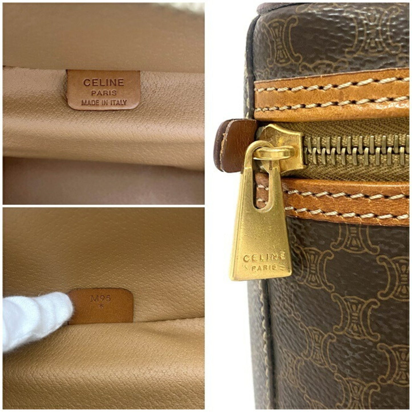 Celine Vanity Bag Brown Macadam M95 PVC Leather Celine Handbag