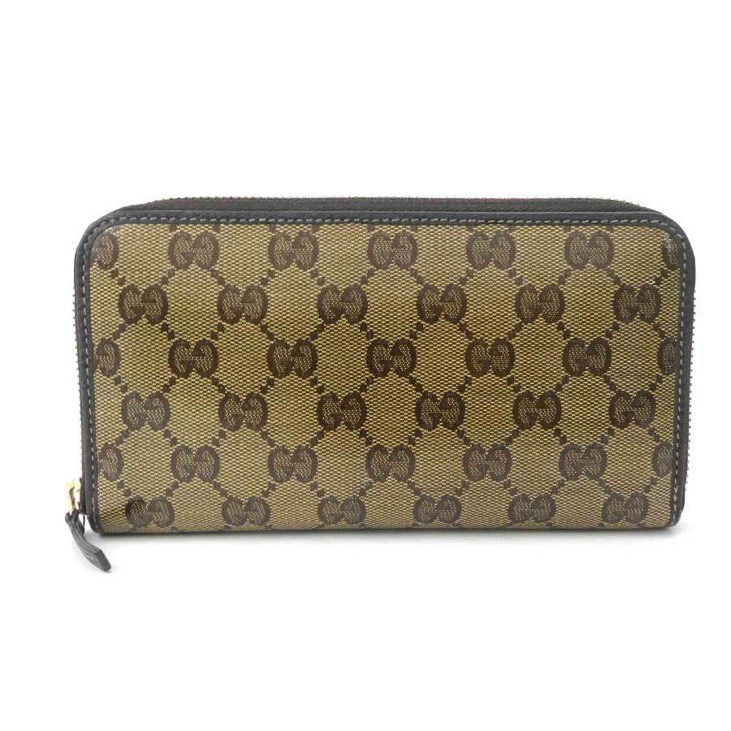 GUCCI round zipper long wallet/GG crystal brown unisex 363423