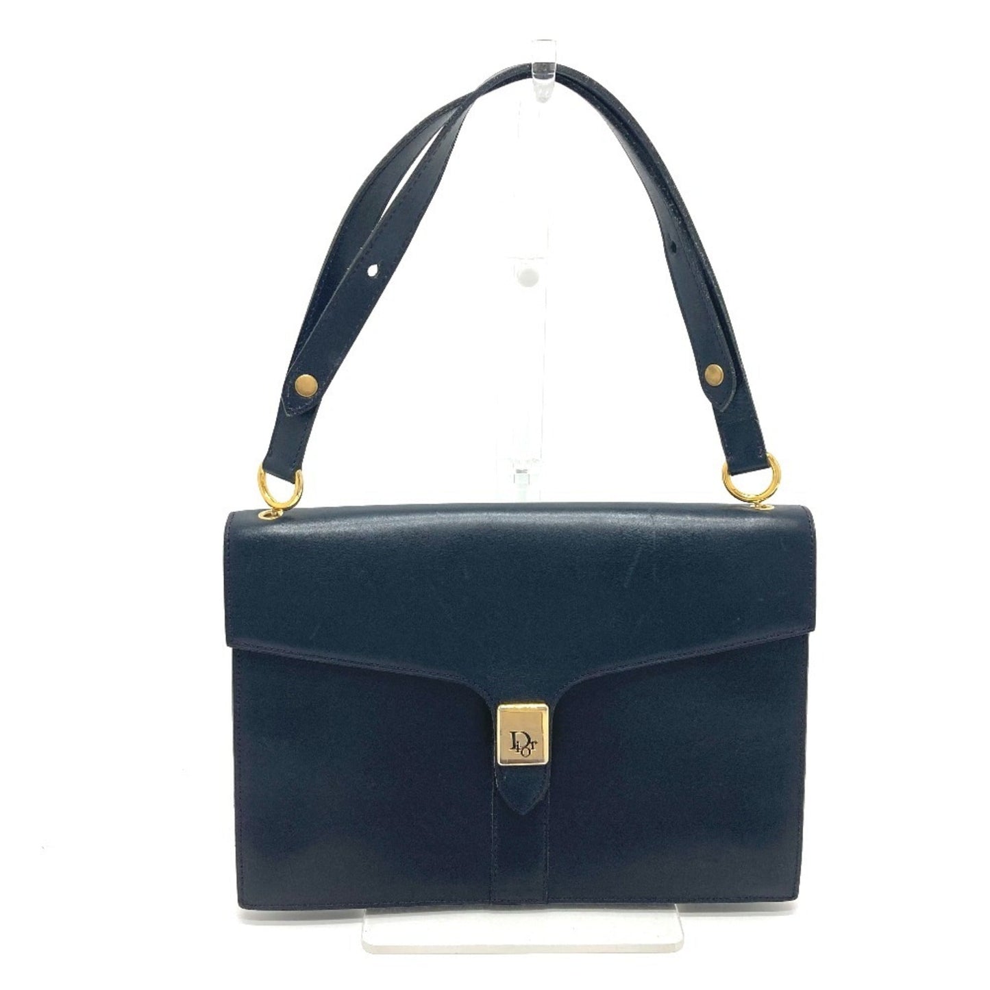 Christian Dior Trotter Navy Leather Handbag Shoulder Bag ()
