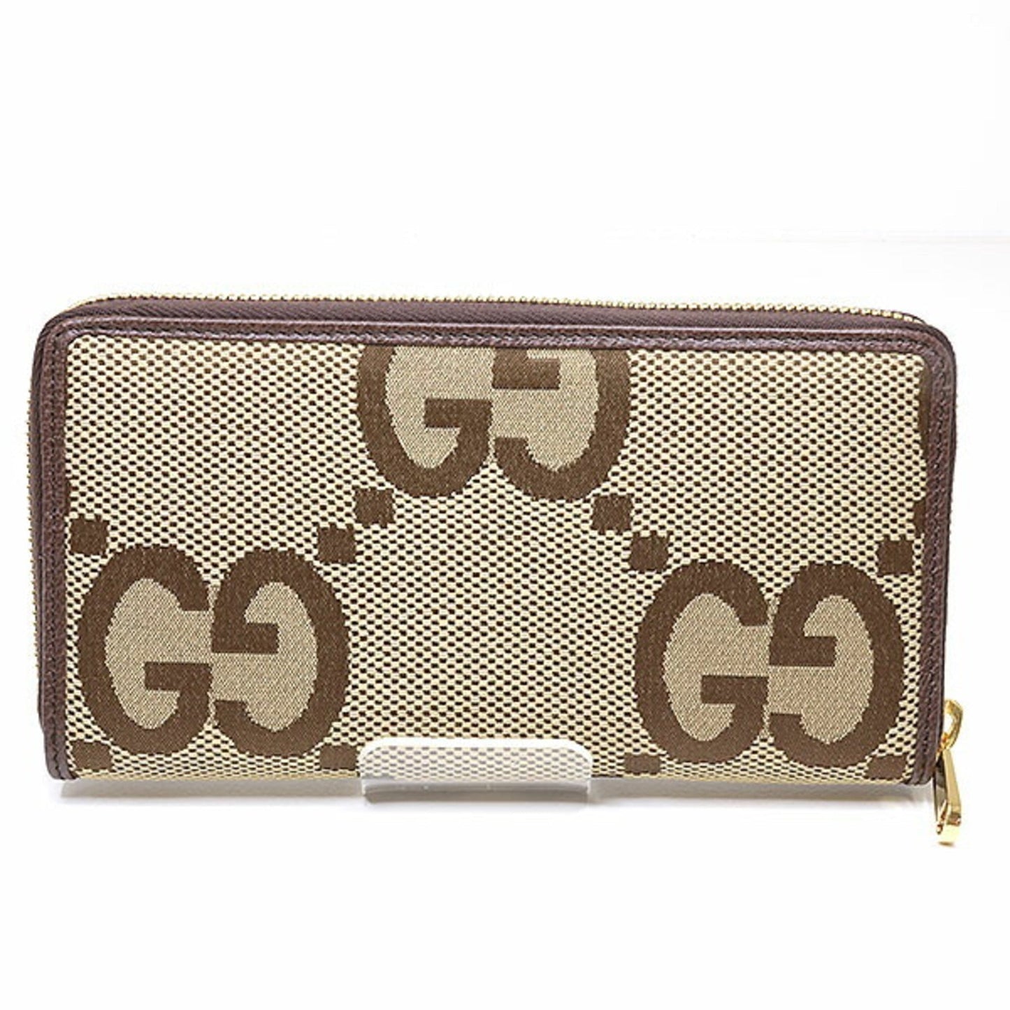 GUCCI Jumbo GG Zip Around 699316 Camel & Ebony/Brown Long Wallet