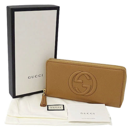 Gucci Wallet Women's Long Soho Leather Beige 598187 Round Tassel