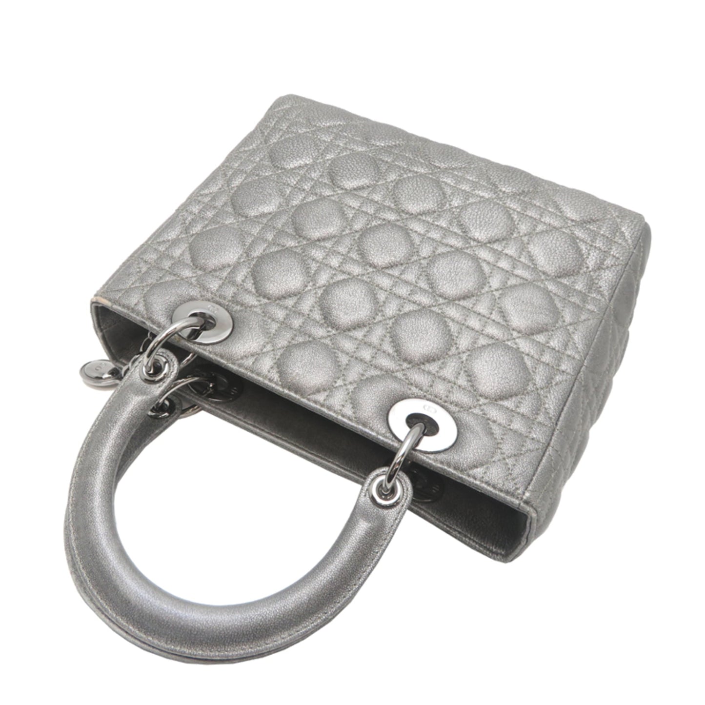 Christian Dior Lady Dior Gray Leather Handbag ()