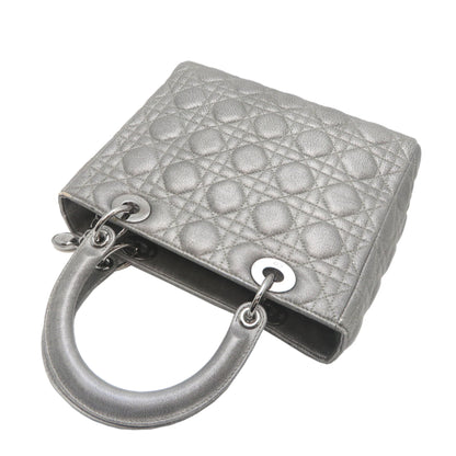 Christian Dior Lady Dior Gray Leather Handbag ()
