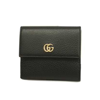 GUCCIAuth  GG Marmont Gold Hardware 456122 Women's Leather Wallet Black