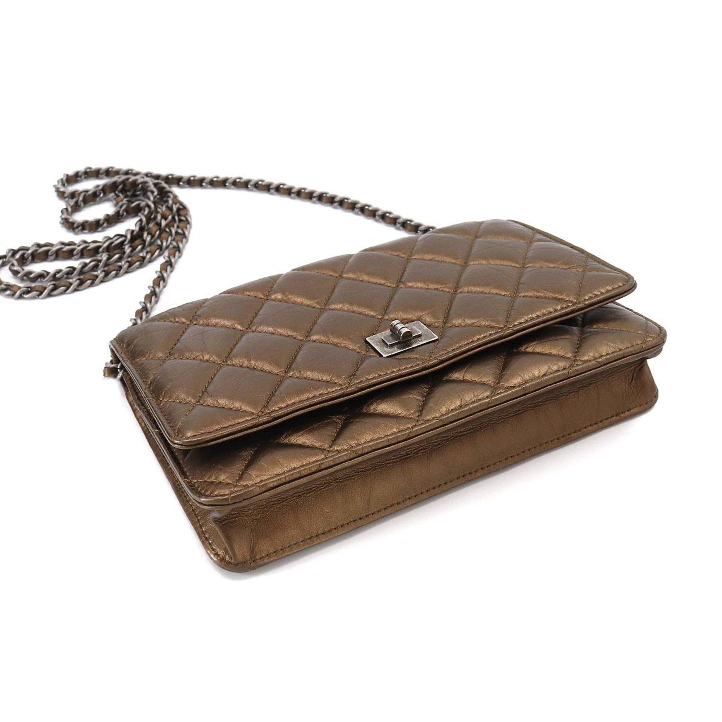 Chanel 2.55 Chain Wallet Long Leather Bronze Vintage Silver Hardware