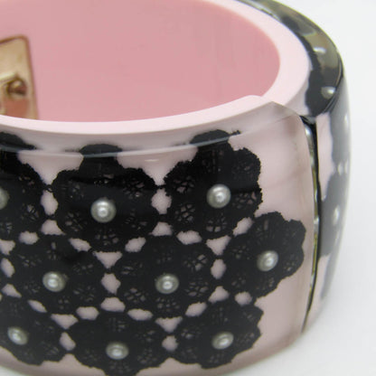 CHANEL Here Mark Resin Bangle Black,Pink