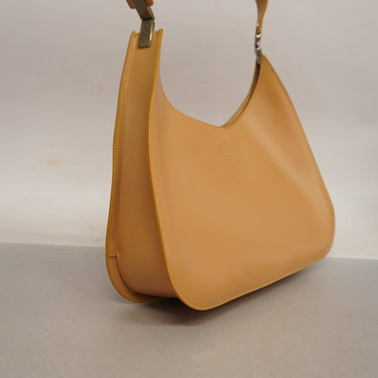 Gucci 001 3767 Women's Leather Shoulder Bag Beige