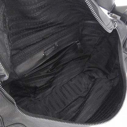 Celine one shoulder bag leather black silver metal fittings