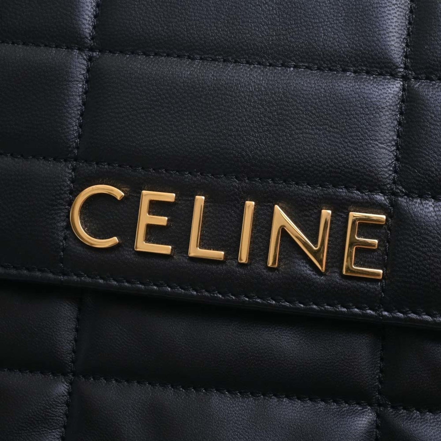 Celine Matelasse Monochrome Leather Chain Shoulder Bag Black Women's