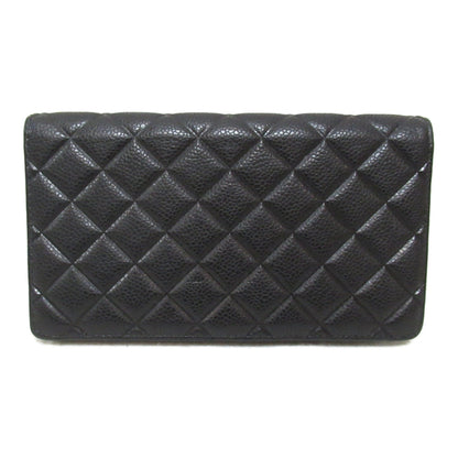 CHANEL Bifold long wallet Black Caviar Skin (Grained Calf)