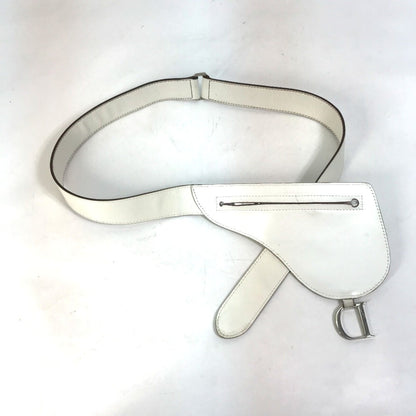 Christian Dior White Leather Fanny Pack Pouch Saddle Bag ()