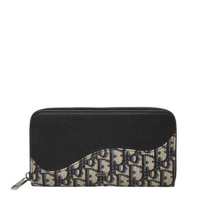 Christian Dior Navy Canvas Leather Long Wallet (Bi-Fold) ()