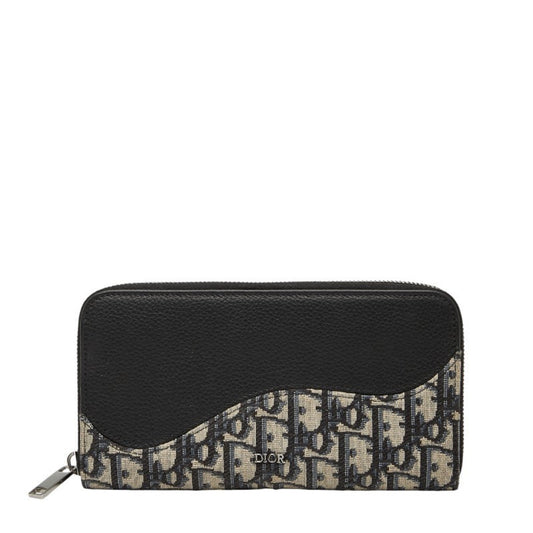 Christian Dior Navy Canvas Leather Long Wallet (Bi-Fold) ()